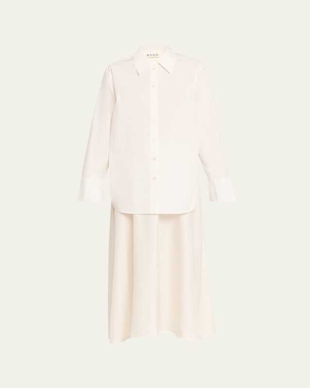 Silk-Poplin Combo Gilet Maxi Dress